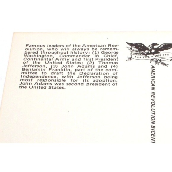 VTG Postcard Spirit of '76 American Revolution Bicentennial Founding Fathers TWO - Picture 7 of 8